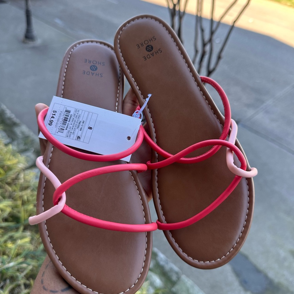 Shade & Shore Women's Pink and Tan Sandals